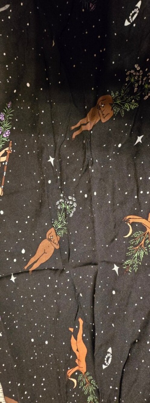 Field Day Oakland Celestial Goddess Print Midi Dress Black Size Medium - Picture 10 of 11